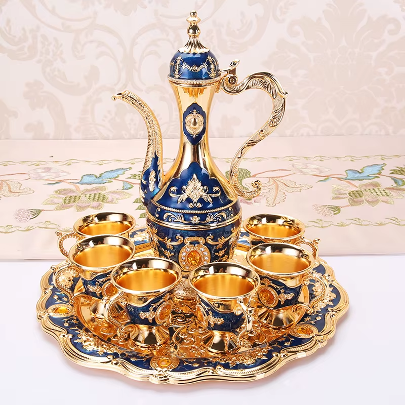 Wedding Zinc Alloy Golden Silver Flagon Kawa Set Gift Set Home Decor