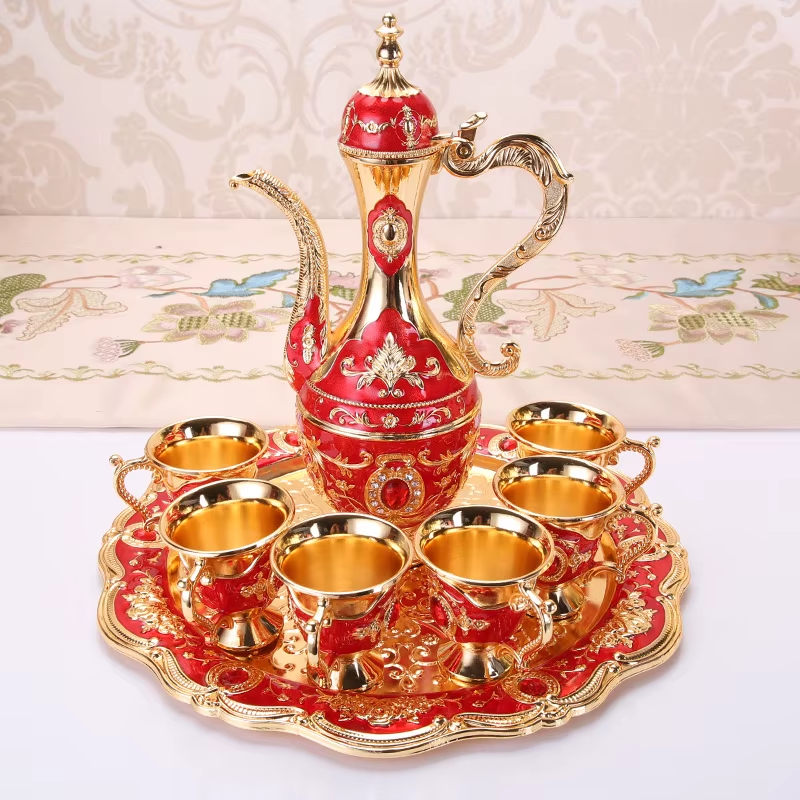 Wedding Zinc Alloy Golden Silver Flagon Kawa Set Gift Set Home Decor