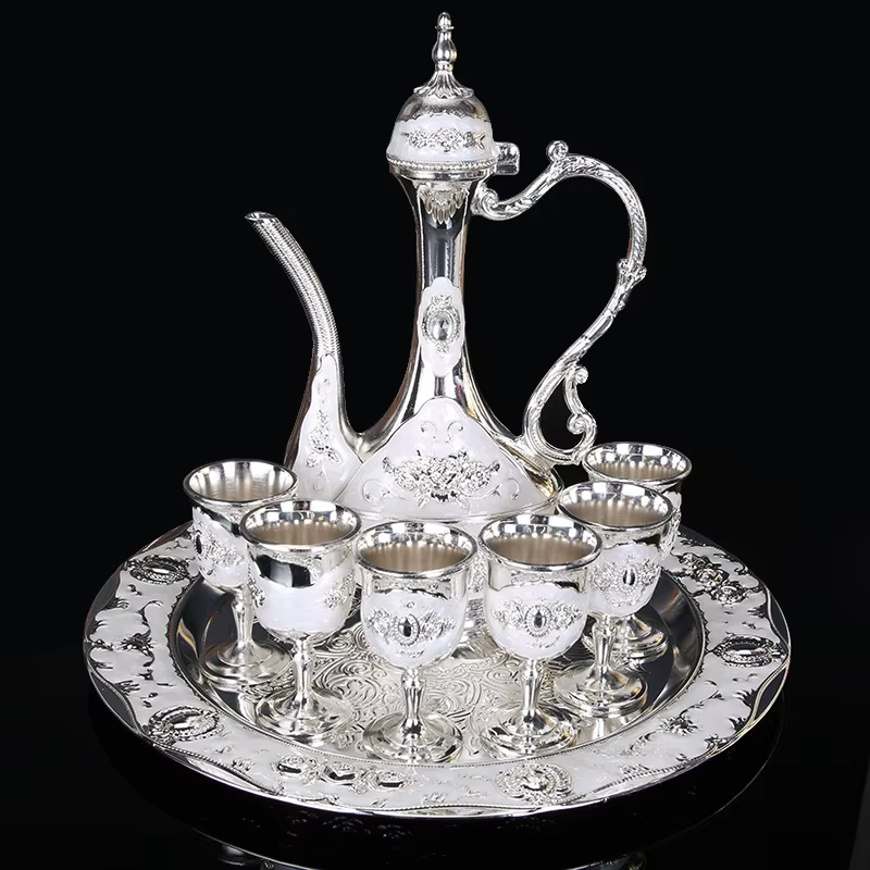 Wedding Zinc Alloy Golden Silver Flagon Kawa Set Gift Set Home Decor