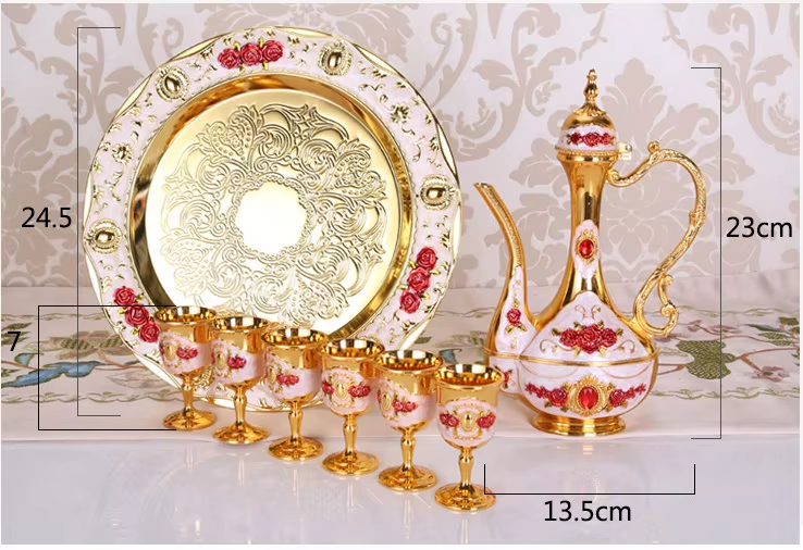 Wedding Zinc Alloy Golden Silver Flagon Kawa Set Gift Set Home Decor