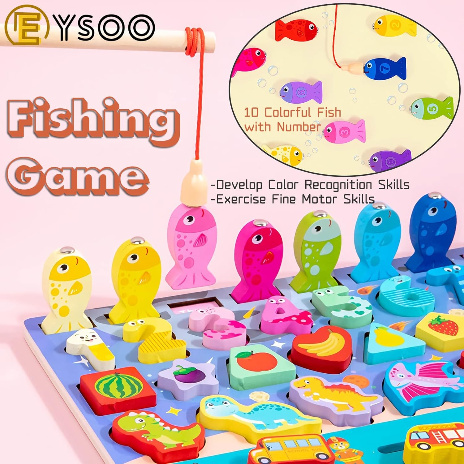 Wooden Number Puzzle 9-In-1 Montessori Toys For Toddlers Shape Sorting Toys Number Counting Toys Early Education Toys Matching Board Preschool Wooden