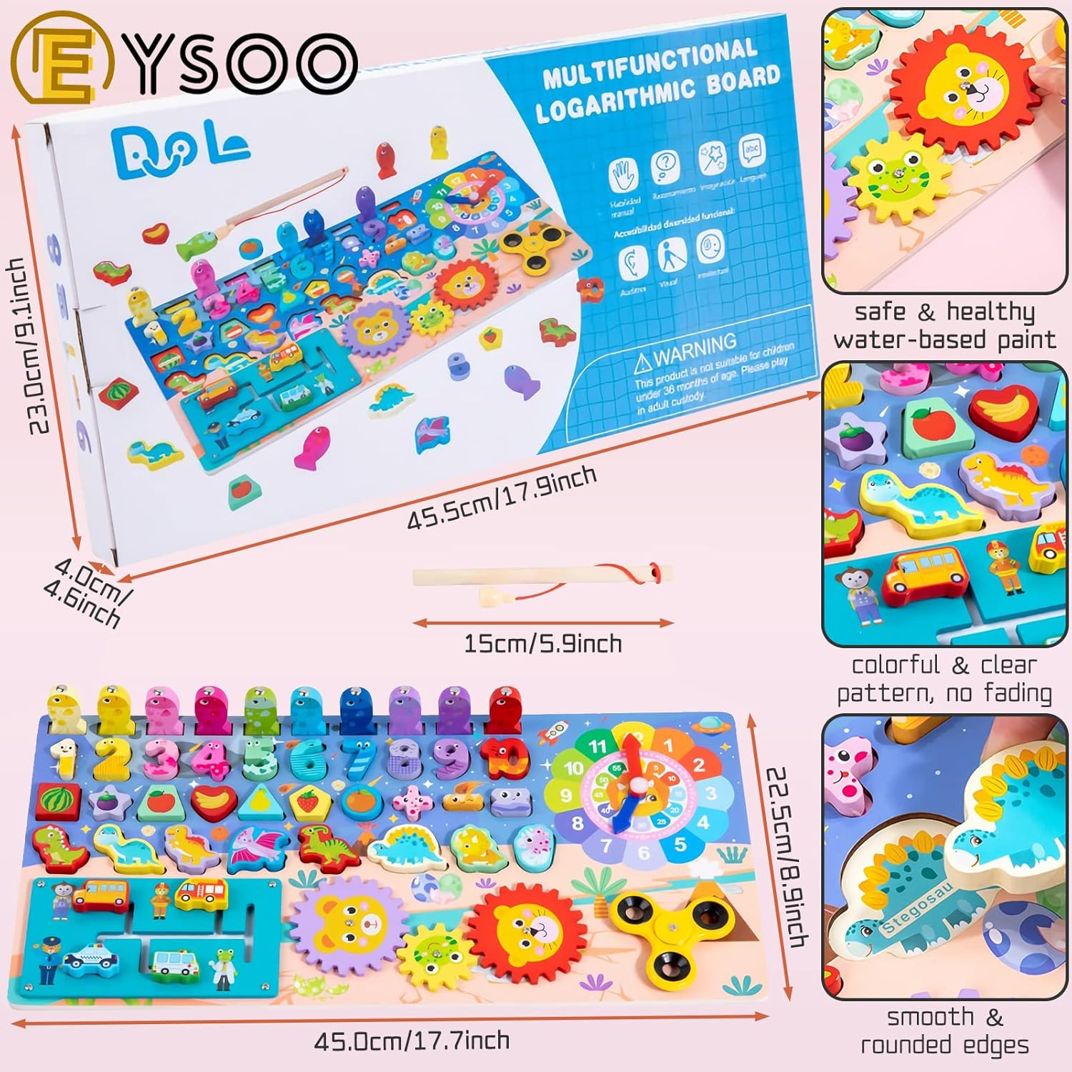 Wooden Number Puzzle 9-In-1 Montessori Toys For Toddlers Shape Sorting Toys Number Counting Toys Early Education Toys Matching Board Preschool Wooden