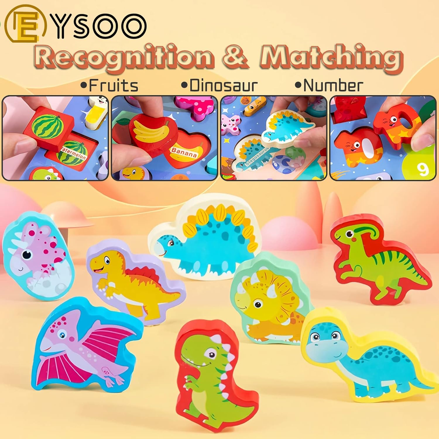 Wooden Number Puzzle 9-In-1 Montessori Toys For Toddlers Shape Sorting Toys Number Counting Toys Early Education Toys Matching Board Preschool Wooden