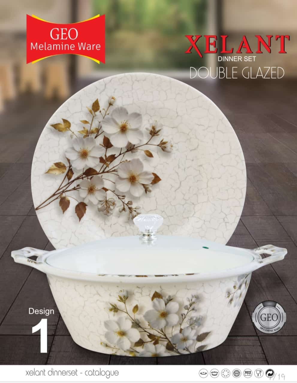 Xelant Melamine Double Glaze Dinner Set Of 77