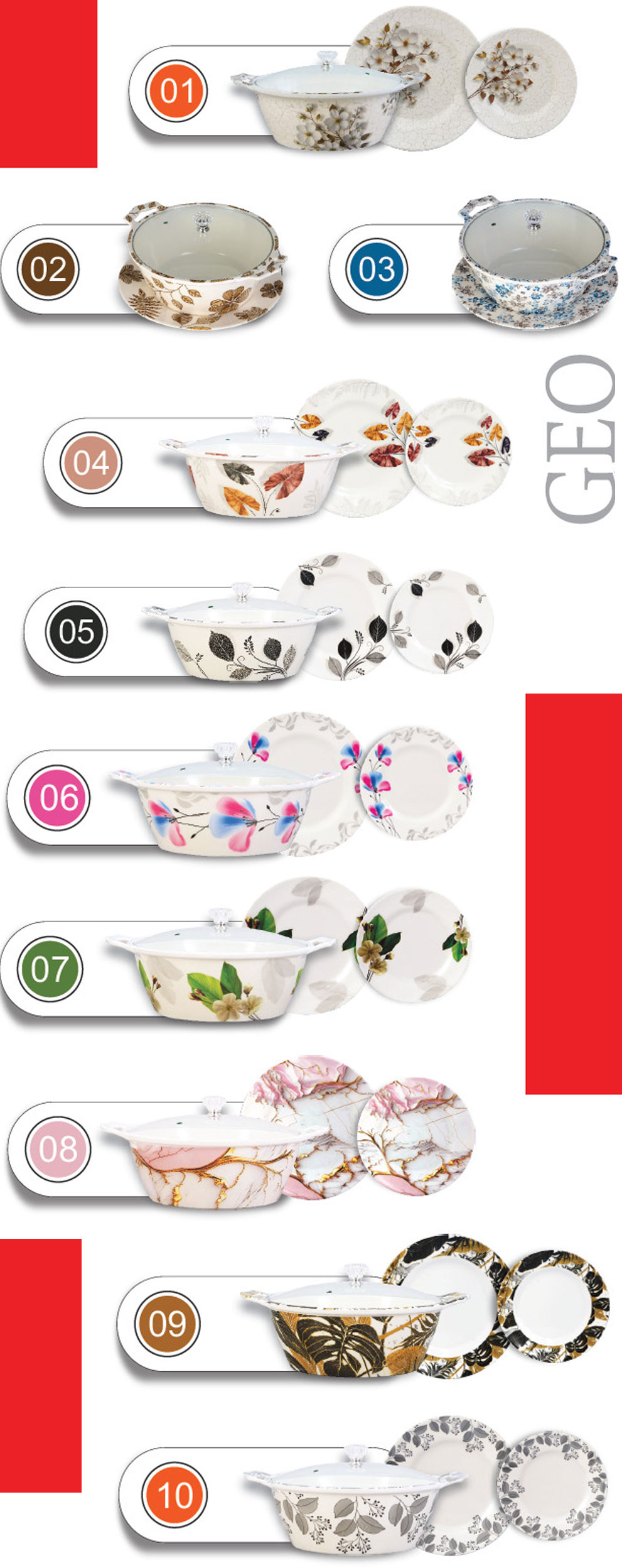 Xelant Melamine Double Glaze Dinner Set Of 77