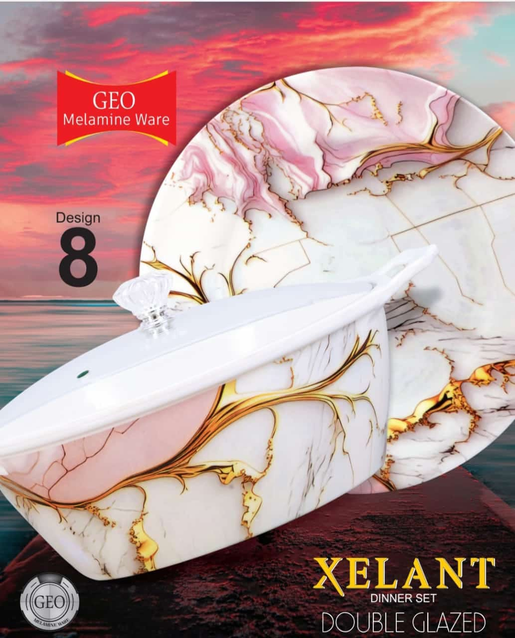 Xelant Melamine Double Glaze Dinner Set Of 77