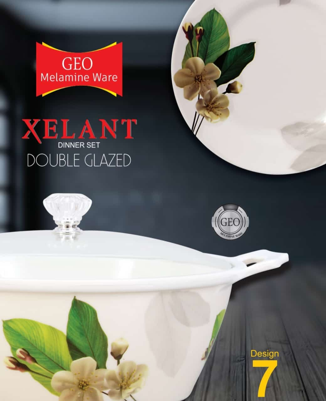 Xelant Melamine Double Glaze Dinner Set Of 77