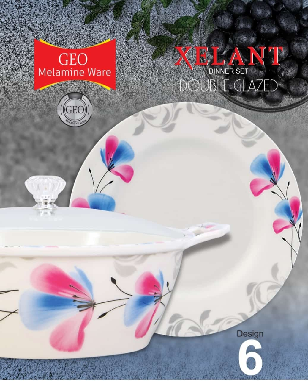 Xelant Melamine Double Glaze Dinner Set Of 77