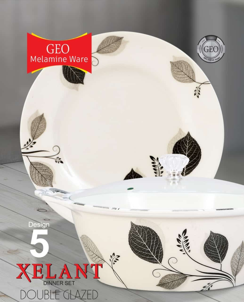 Xelant Melamine Double Glaze Dinner Set Of 77