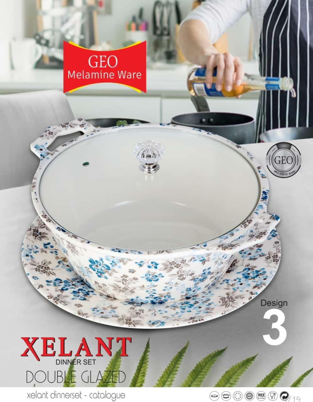 Xelant Melamine Double Glaze Dinner Set Of 77