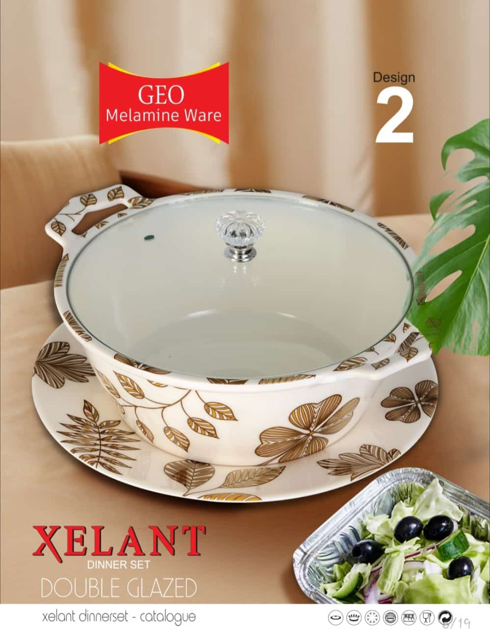 Xelant Melamine Double Glaze Dinner Set Of 77
