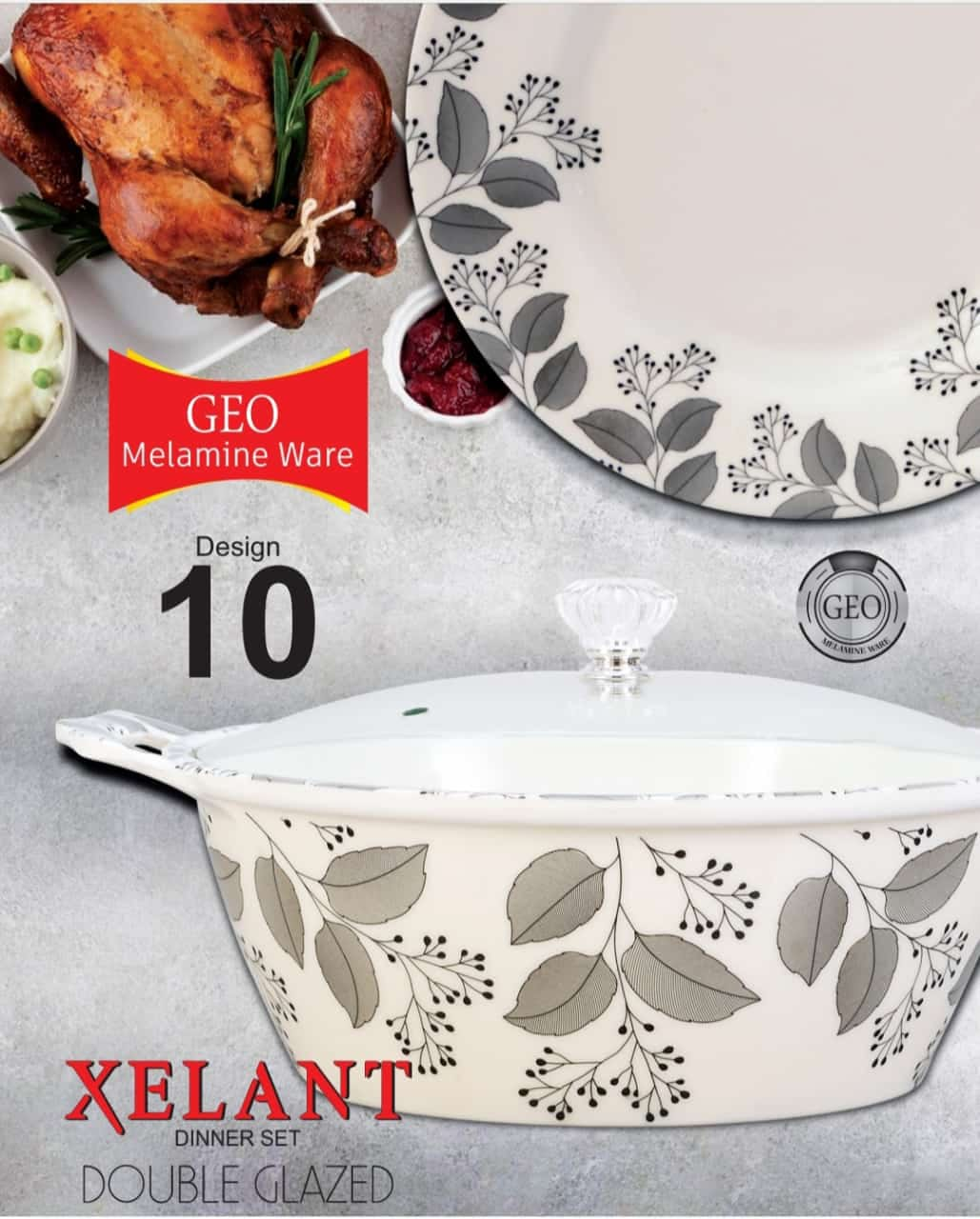 Xelant Melamine Double Glaze Dinner Set Of 77