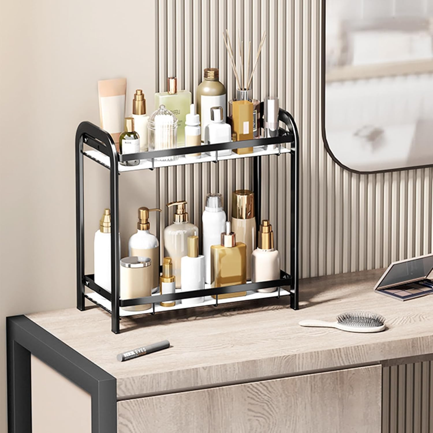 2-Tier Shelf Organizer Rack For Bathroom Bedroom Office Kitchen