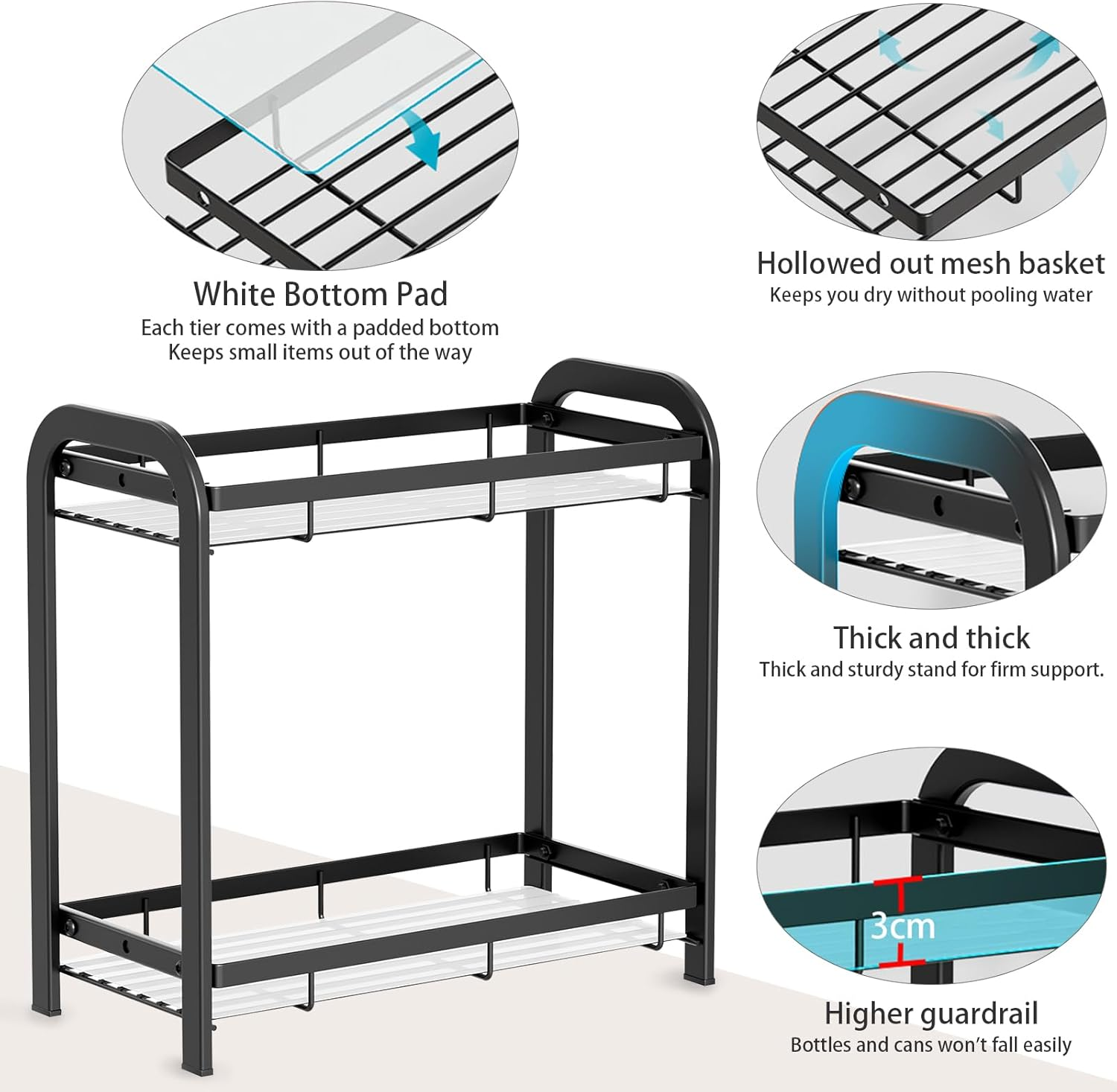 2-Tier Shelf Organizer Rack For Bathroom Bedroom Office Kitchen