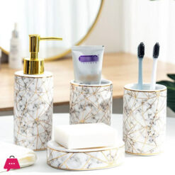 4-Piece Ceramic Bthroom Accessories Set Marbling