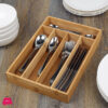 5 Compartment Bamboo Cutlery Tray, Kitchen Drawer Utensils Holder