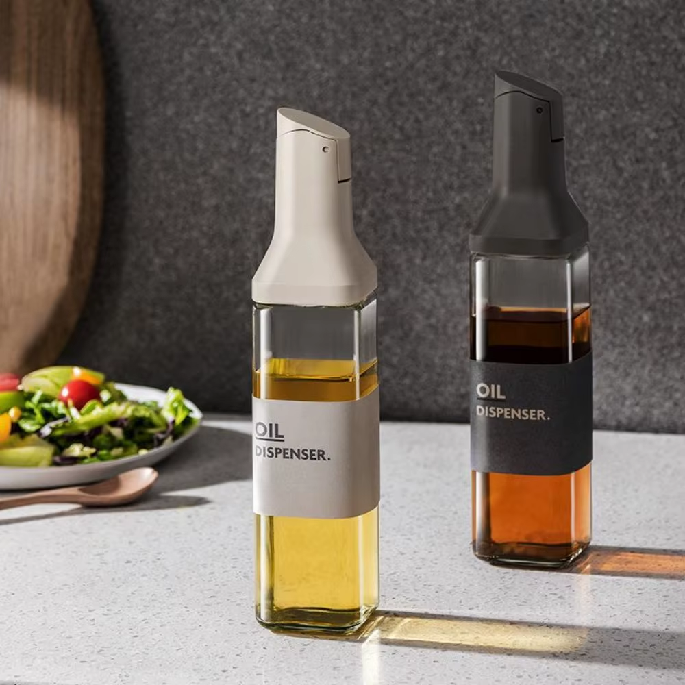 500Ml Sauce Dispenser Glass Oil Bottle Gravity Openning Oil Bottle