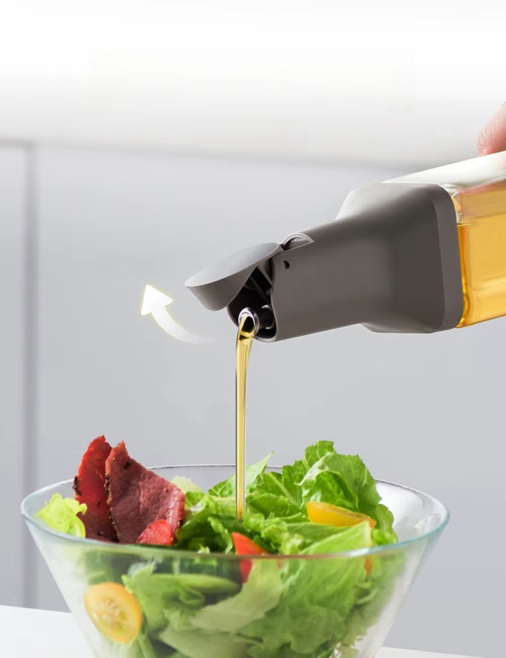 500Ml Sauce Dispenser Glass Oil Bottle Gravity Openning Oil Bottle