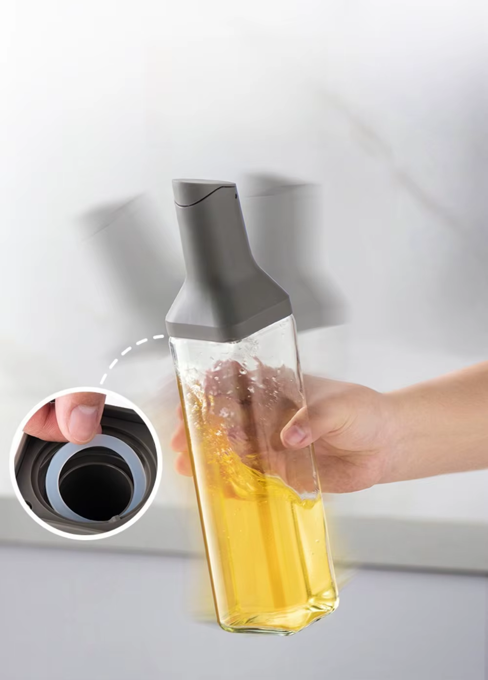 500Ml Sauce Dispenser Glass Oil Bottle Gravity Openning Oil Bottle