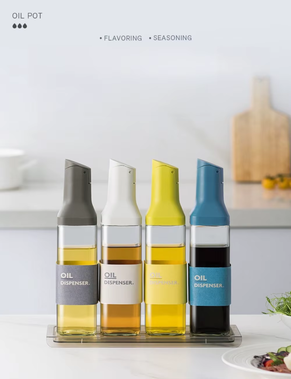 500Ml Sauce Dispenser Glass Oil Bottle Gravity Openning Oil Bottle