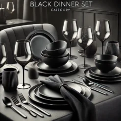 Black Dinnerware Set / Plates