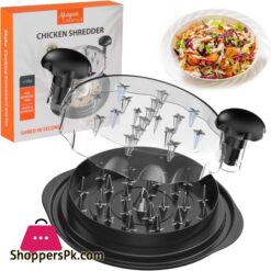 Upgrate Chicken Shredder 108Chicken Shredder Tool Twist With Transparent Lid Ergonomic Handle And Anti Slip Base Dishwasher Safe Cleaning Brush Heat Resistant Black