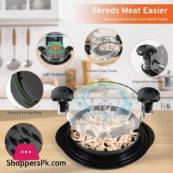 Upgrate Chicken Shredder 108Chicken Shredder Tool Twist With Transparent Lid Ergonomic Handle And Anti Slip Base Dishwasher Safe Cleaning Brush Heat Resistant Black