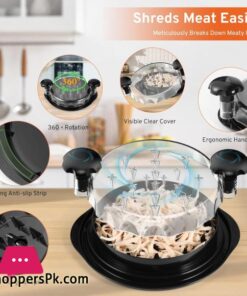 Upgrate Chicken Shredder 108Chicken Shredder Tool Twist With Transparent Lid Ergonomic Handle And Anti Slip Base Dishwasher Safe Cleaning Brush Heat Resistant Black