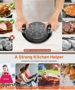 Upgrate Chicken Shredder 108Chicken Shredder Tool Twist With Transparent Lid Ergonomic Handle And Anti Slip Base Dishwasher Safe Cleaning Brush Heat Resistant Black