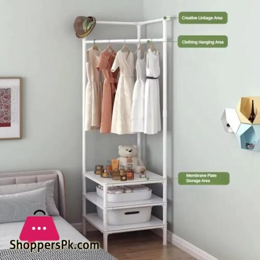 Corner Coat Rack Floor Standing Clothes Hanger Multilayer Coats Racks ...
