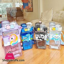 Cute Animals Water Bottle For Kids Children Unicorn Bottles With Straws Strap Leak Proof