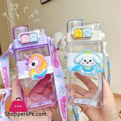 Cute Animals Water Bottle For Kids Children Unicorn Bottles With Straws Strap Leak Proof