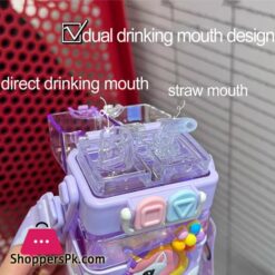 Cute Animals Water Bottle For Kids Children Unicorn Bottles With Straws Strap Leak Proof