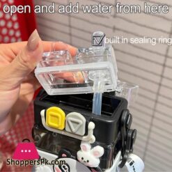 Cute Animals Water Bottle For Kids Children Unicorn Bottles With Straws Strap Leak Proof