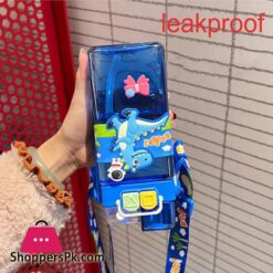 Cute Animals Water Bottle For Kids Children Unicorn Bottles With Straws Strap Leak Proof