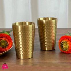 Stainless Steel Drinking Glass Hammered Golden