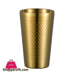 Stainless Steel Drinking Glass Hammered Golden