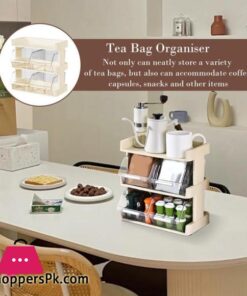 Tea Bag Shelf Organizer Coffee Pod Organizer Large Capacity Tea Bag Holder Two Layers - Image 5