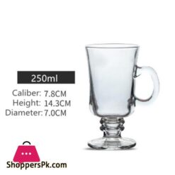 Volarium Irish Latte Coffee Cup With Handle Glass Mug Set Of 2