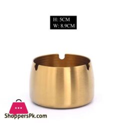 Windproof Ashtray Tabletop Round Stainless-Steel Cigarette Ashtray Set (Golden,Windproof)