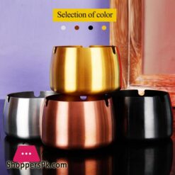 Windproof Ashtray Tabletop Round Stainless-Steel Cigarette Ashtray Set (Golden,Windproof) 9 Cm