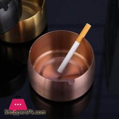 Windproof Ashtray Tabletop Round Stainless-Steel Cigarette Ashtray Set (Golden,Windproof) 12 Cm