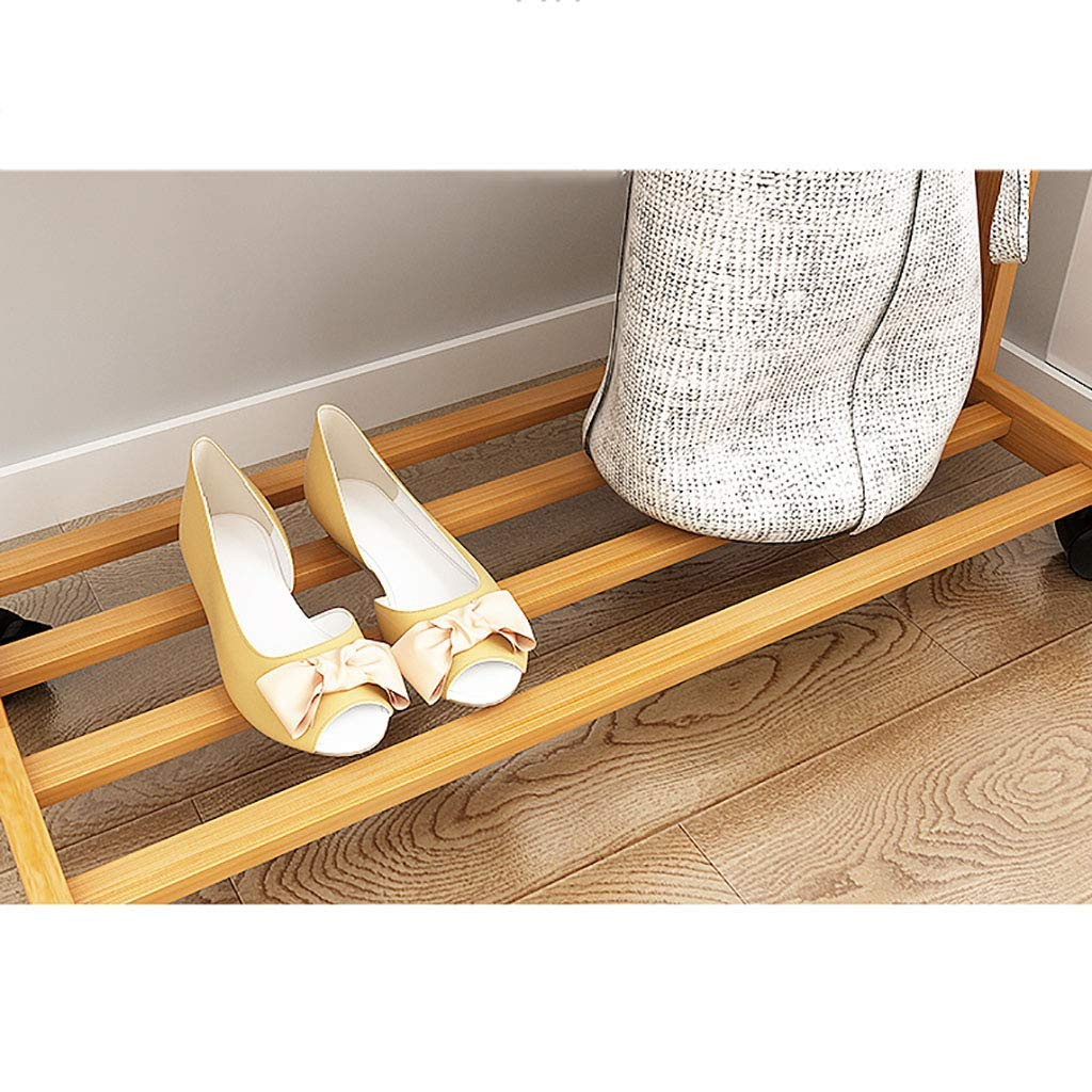 Bamboo Wood Modern Standing Coat Rack Floor Hanger Clothes Solution