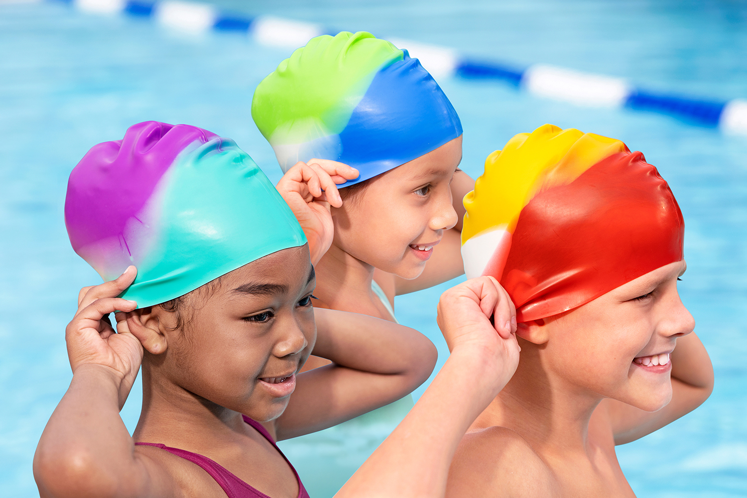 Bestway Lil' Color Wave Swim Cap,Child 4 Bestway Lil' Color Wave Swim Cap,Child