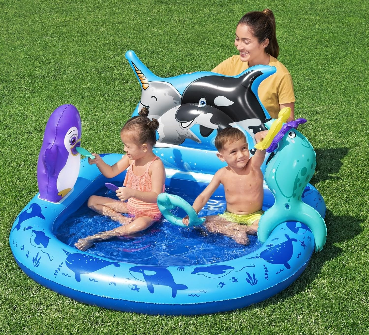 Bestway Polar Pals Kids Inflatable Water Play Center Outdoor Summer Pool Toy For Children Ages +2 53&Quot; X 51.5&Quot; X 28.5&Quot;)