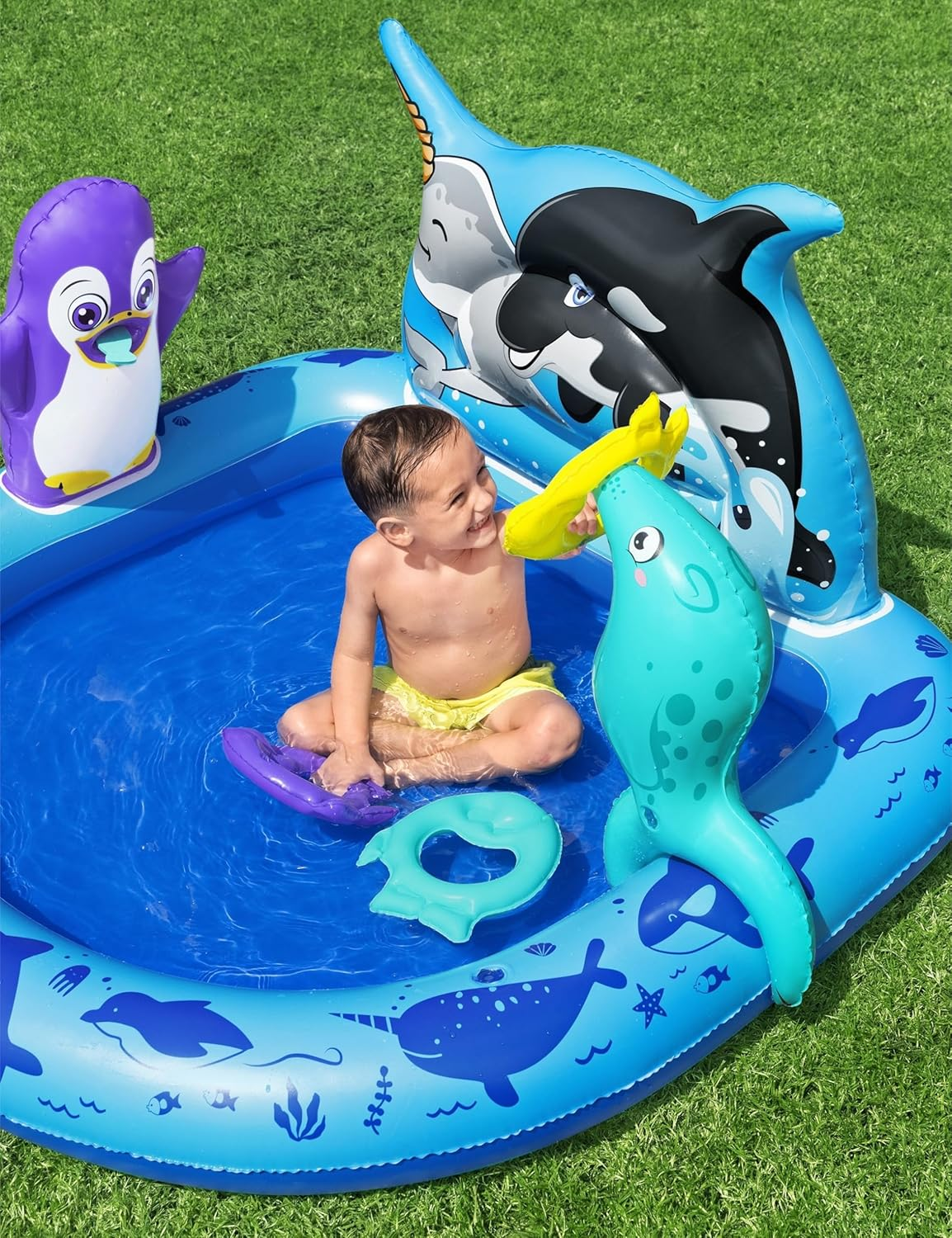 Bestway Polar Pals Kids Inflatable Water Play Center Outdoor Summer Pool Toy For Children Ages +2 53&Quot; X 51.5&Quot; X 28.5&Quot;)