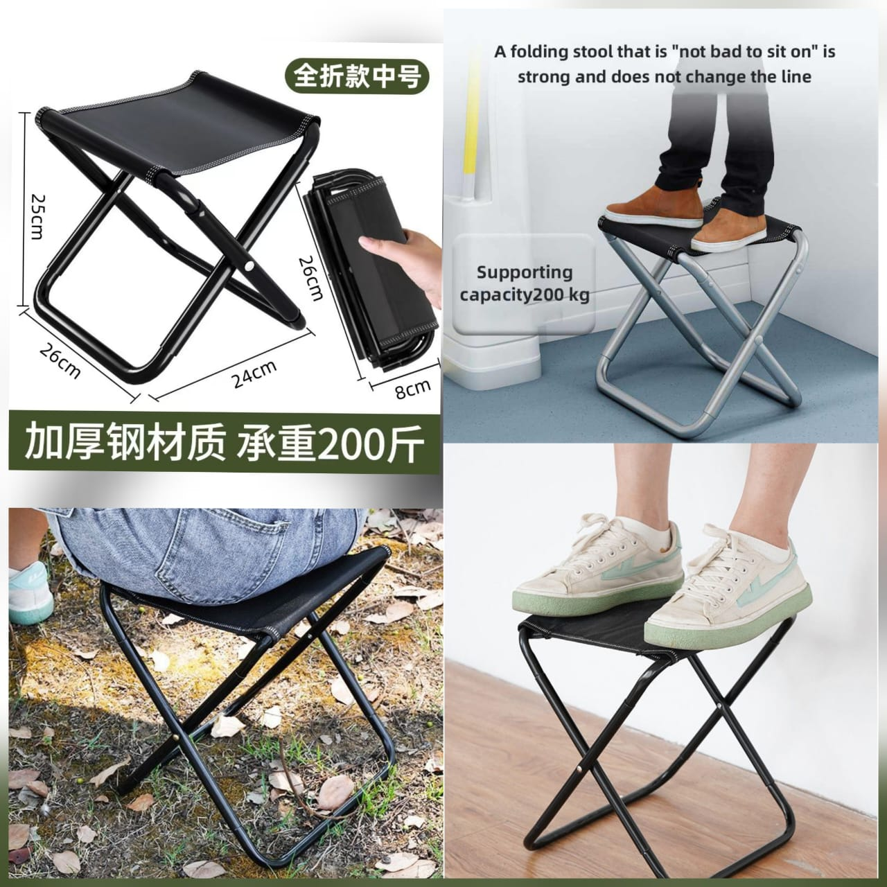 Camping Chair Folding Stool Portable Fishing Chair Bench Patio