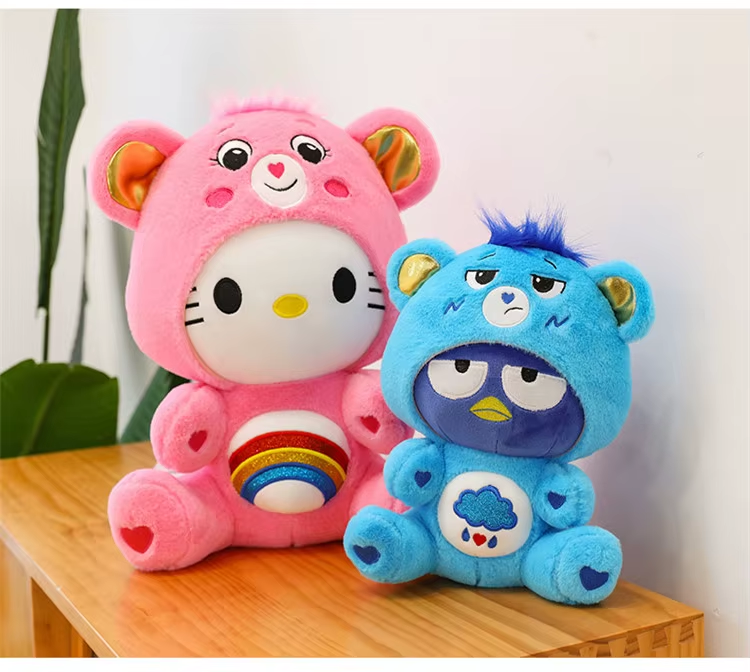 Cartoon Care Bears Cross-Dressing Hello Kitty Big Plush Toy Rainbow Bear Plush Doll Bedroom Pillow Kid Birthday Gift