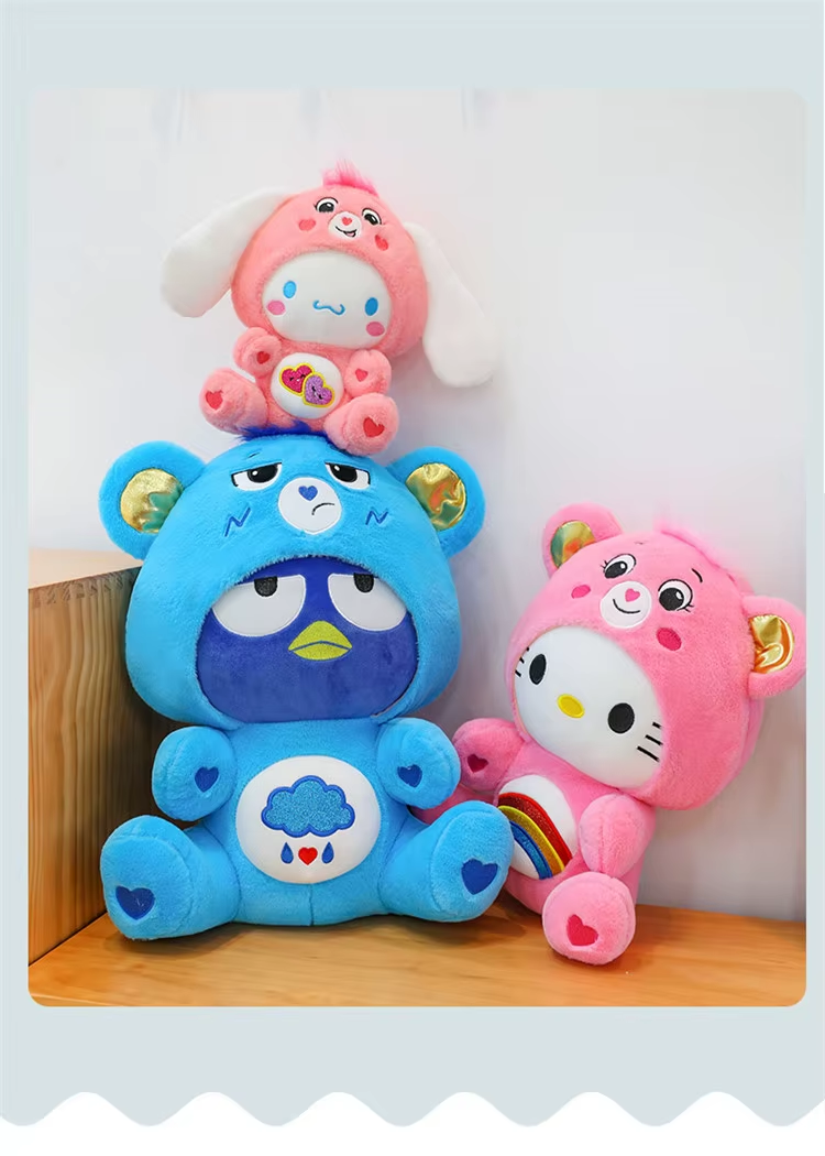 Cartoon Care Bears Cross-Dressing Hello Kitty Big Plush Toy Rainbow Bear Plush Doll Bedroom Pillow Kid Birthday Gift