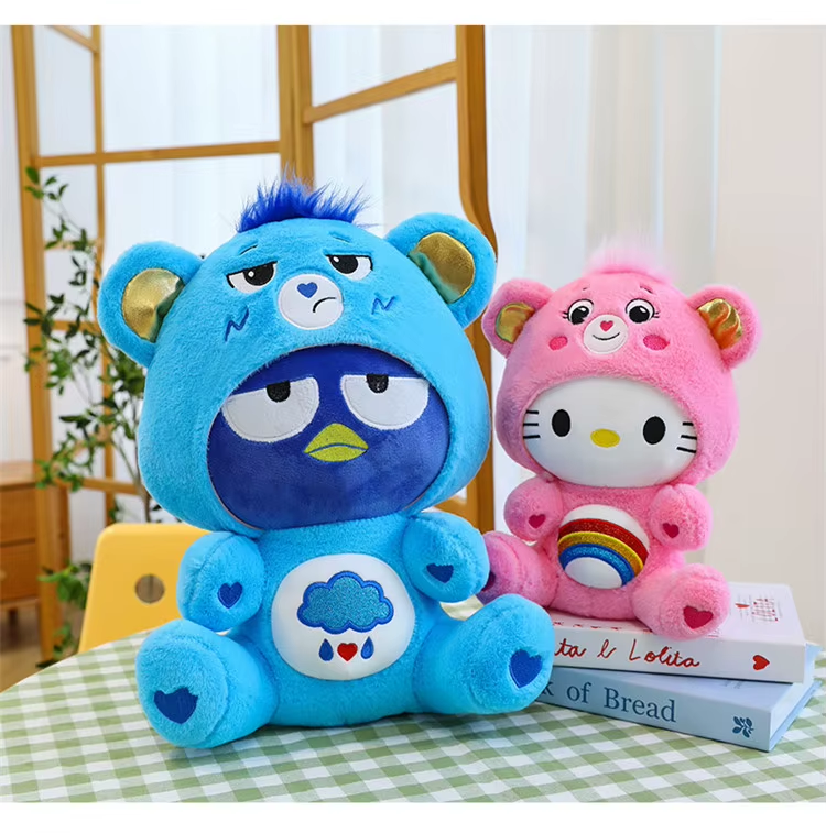 Cartoon Care Bears Cross-Dressing Hello Kitty Big Plush Toy Rainbow Bear Plush Doll Bedroom Pillow Kid Birthday Gift